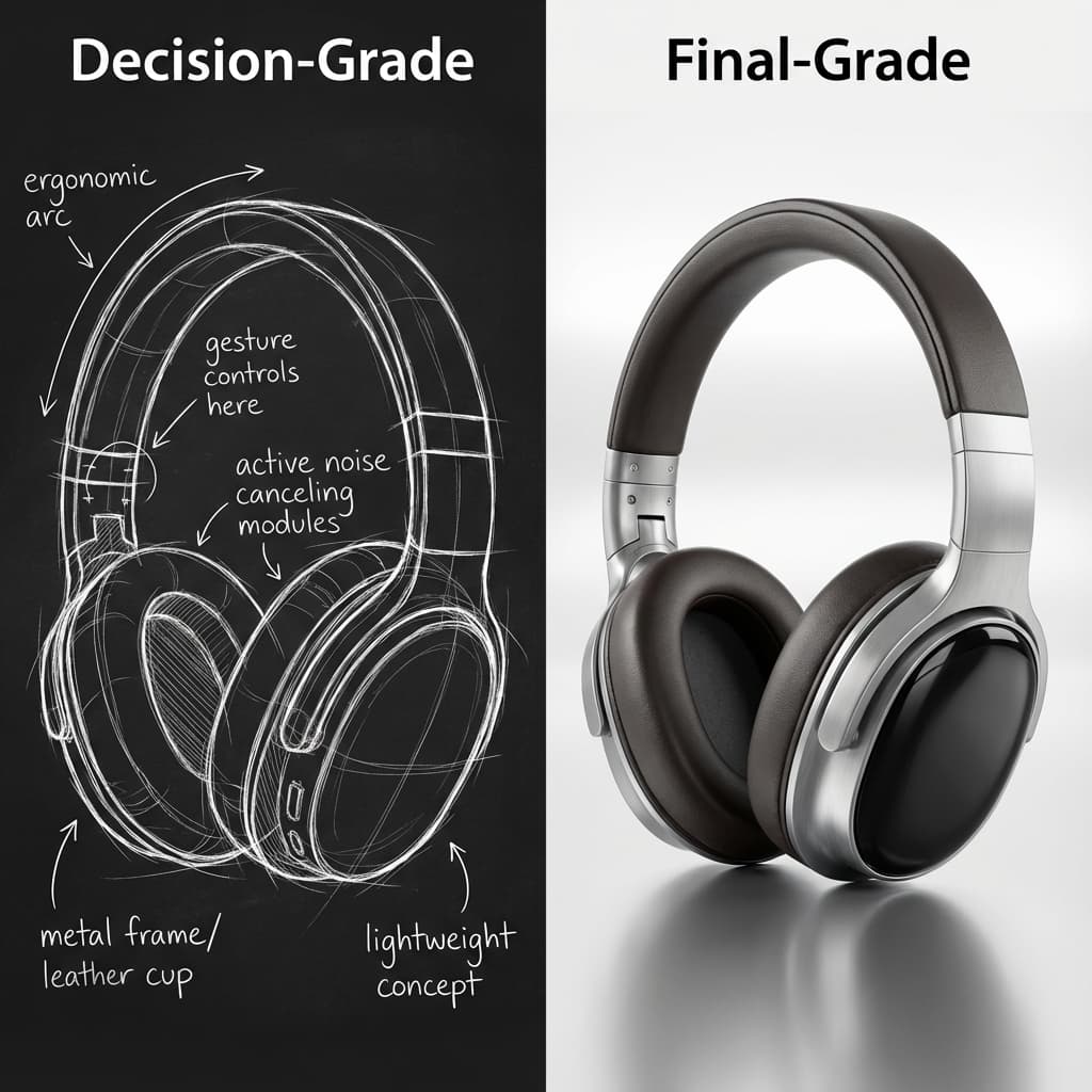 Comparison of Sketchy Decision-Grade vs Polished Final-Grade