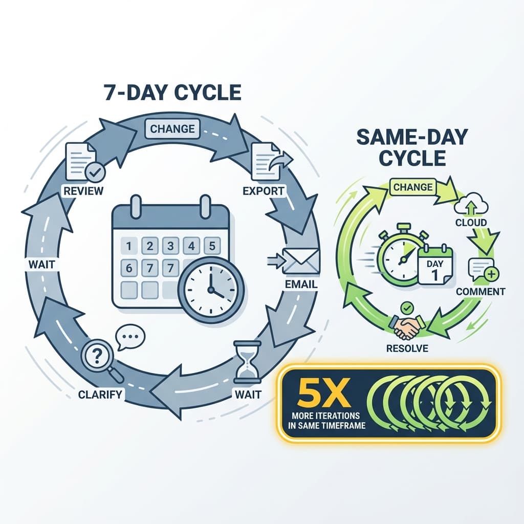 Comparison of slow 7-day feedback loop vs fast same-day loop
