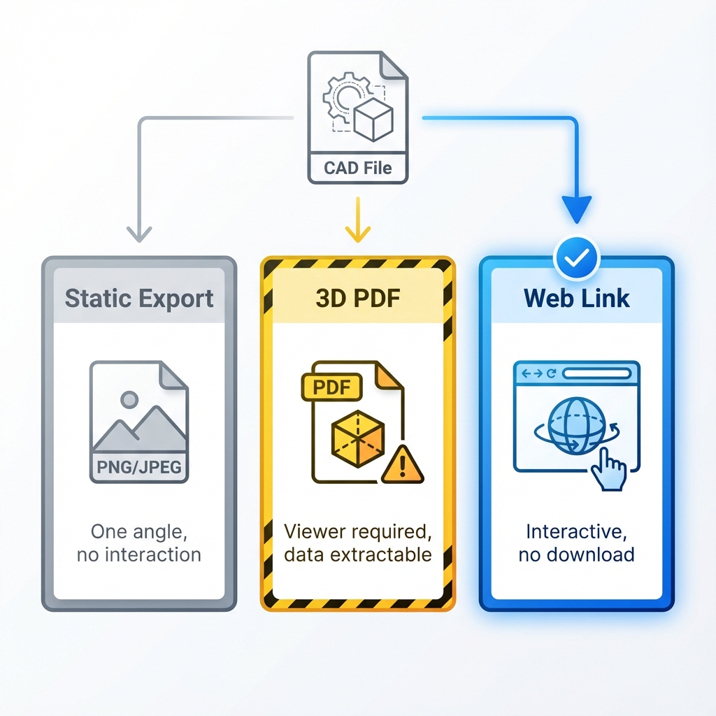 Comparison of file sharing methods: Static vs PDF vs Web Link